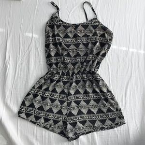 Poetry Black & Cream/White Short Romper